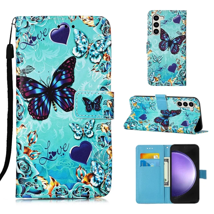 Colored Drawing Pattern Plain Weave Leather Phone Case, For Samsung Galaxy S24 5G, For Samsung Galaxy A15