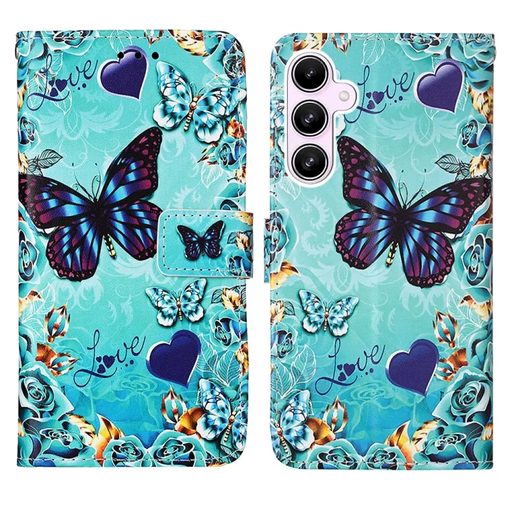 Colored Drawing Pattern Plain Weave Leather Phone Case, For Samsung Galaxy A55, For Samsung Galaxy A35 5G