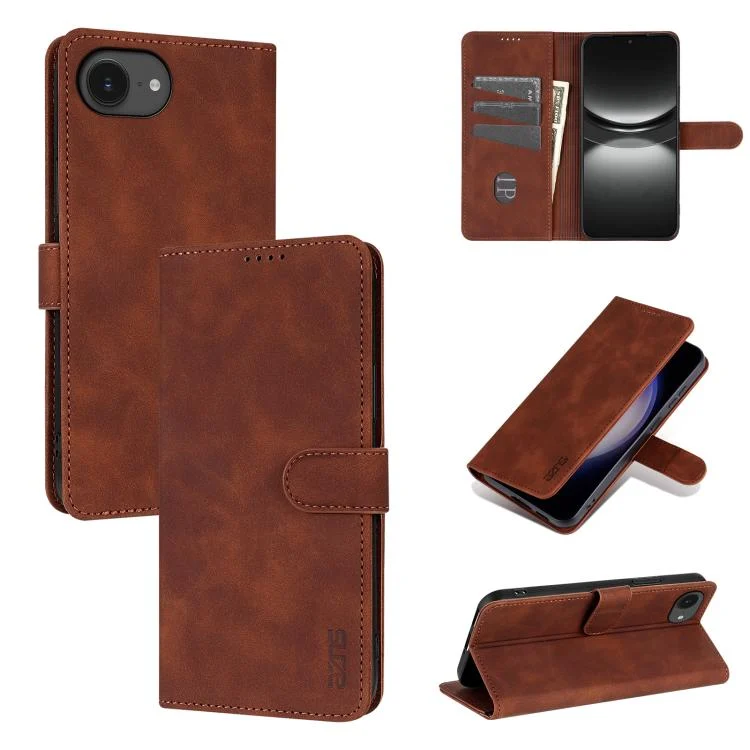 AZNS Skin Feel Calf Texture Flip Leather Phone Case, For iPhone 16e, For iPhone 15 Pro Max, For iPhone 15 Pro, For iPhone 15 Plus