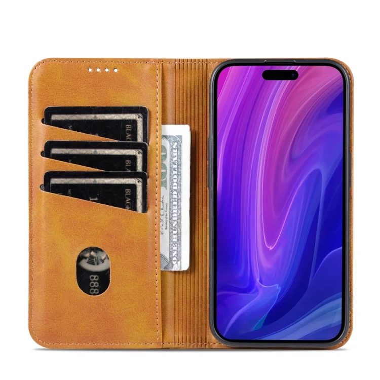 EDA005178802A_3.webp AZNS Magnetic Calf Texture Flip Leather Phone Case, For iPhone 15 Pro - Image 4