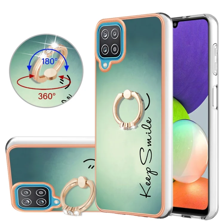 Electroplating Dual-side IMD Phone Case with Ring Holder, For Samsung Galaxy A12