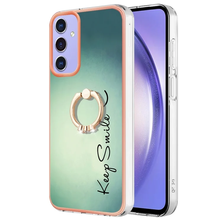 Electroplating Dual-side IMD Phone Case with Ring Holder, For Samsung Galaxy A15 5G, For Samsung Galaxy A55