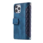 Grid Texture Zipper Leather Phone Case with Lanyard, For iPhone 15 Pro, For iPhone 15 Plus, For iPhone 15 - Image 3