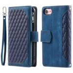 Grid Texture Zipper Leather Phone Case with Lanyard, For iPhone 16e, For iPhone 16 Pro Max, For iPhone 16 Pro - Image 2