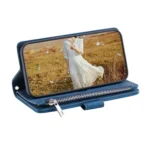 Grid Texture Zipper Leather Phone Case with Lanyard, For iPhone 16e, For iPhone 16 Pro Max, For iPhone 16 Pro - Image 5