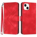 Line Pattern Skin Feel Leather Phone Case, For iPhone 15 Plus, For iPhone 15