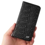 Fierre Shann Crocodile Texture Magnetic Genuine Leather Phone Case, For iPhone 14, For iPhone 14 Pro, For iPhone 14 Pro Max - Image 2