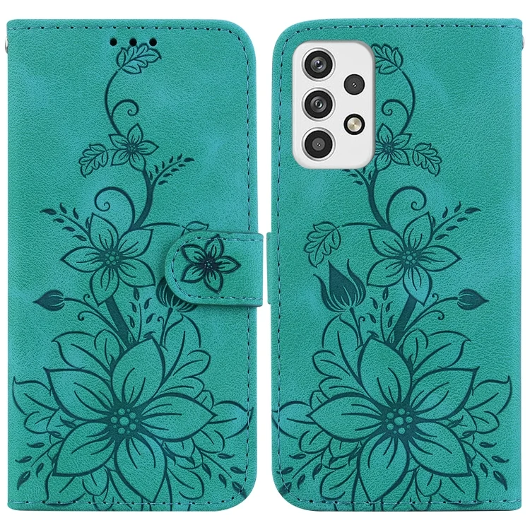 Lily Embossed Leather Phone Case, For Samsung Galaxy A23, For Samsung Galaxy M33 5G, For Samsung Galaxy A53 5G