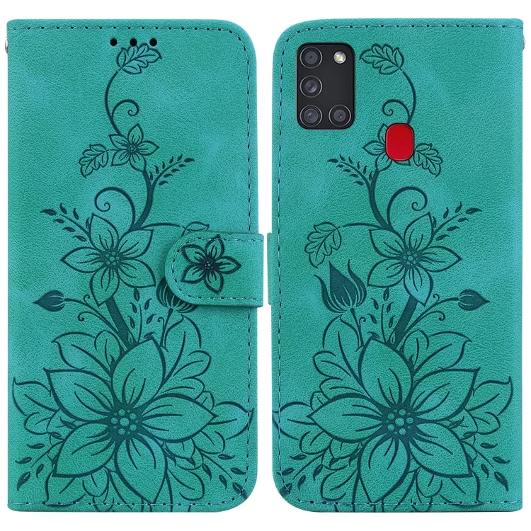 Lily Embossed Leather Phone Case, For Samsung Galaxy A21s, For Samsung Galaxy A51 5G, For Samsung Galaxy A71 5G