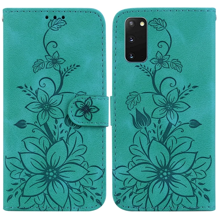 Lily Embossed Leather Phone Case, For Samsung Galaxy S20, For Samsung Galaxy S20+, For Samsung Galaxy A71