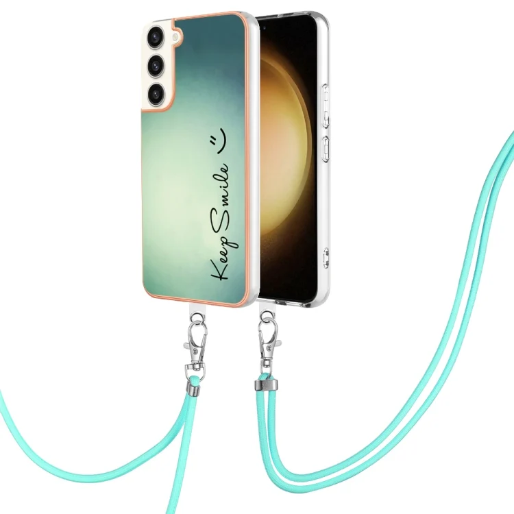 Electroplating Dual-side IMD Phone Case with Lanyard, For Samsung Galaxy S23+ 5G, For Samsung Galaxy S23 5G