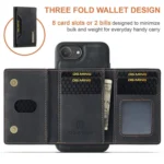 DG.MING M2 Series 3-Fold Card Bag Wallet Leather Phone Case, For iPhone 16e, For iPhone 16 Pro Max, For iPhone 16 Pro, For iPhone 16 Plus - Image 6
