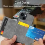 Double Buckle Card Slots PU + TPU Phone Case, For iPhone 15 Pro Max, For iPhone 15 Pro, For iPhone 15 Plus - Image 4