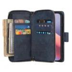 9 Card Slots Zipper Wallet Bag Leather Phone Case, For iPhone 16e, For iPhone 16 Pro Max, For iPhone 16 Pro, For iPhone 16 Plus - Image 5