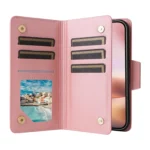 Rivet Buckle 9 Cards Three Fold Leather Phone Case, For iPhone 16, For iPhone 15 Pro Max, For iPhone 15 Pro, For iPhone 15 Plus - Image 4
