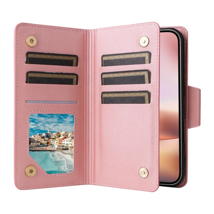 EDA005483305A_3.webp Rivet Buckle 9 Cards Three Fold Leather Phone Case, For iPhone 16, For iPhone 15 Pro Max, For iPhone 15 Pro, For iPhone 15 Plus - Image 4