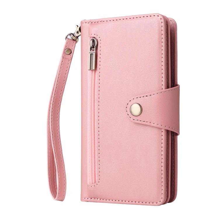 EDA005483309A_1.webp Rivet Buckle 9 Cards Three Fold Leather Phone Case, For iPhone 16e, For iPhone 16 Pro Max, For iPhone 16 Pro, For iPhone 16 Plus - Image 2