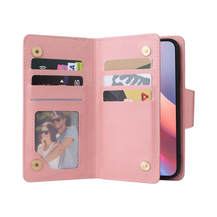 EDA005483309A_3.webp Rivet Buckle 9 Cards Three Fold Leather Phone Case, For iPhone 16e, For iPhone 16 Pro Max, For iPhone 16 Pro, For iPhone 16 Plus - Image 4