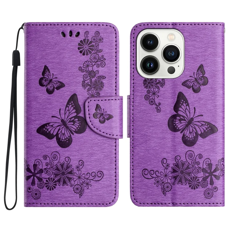 Butterfly Embossed Flip Leather Phone Case, For iPhone 16 Pro, For iPhone 16 Plus