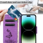 Butterfly Embossed Flip Leather Phone Case, For iPhone 16 Pro, For iPhone 16 Plus - Image 7