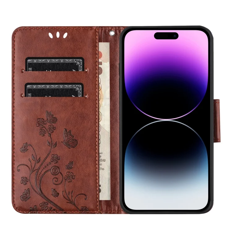 EDA005490704A_3.webp Butterfly Flower Pattern Flip Leather Phone Case, For iPhone 15 - Image 4