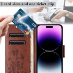 Butterfly Flower Pattern Flip Leather Phone Case, For iPhone 15 - Image 7