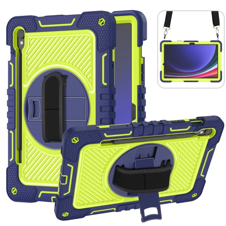 360 Degree Rotation PC Contrast Silicone Tablet Case, For Samsung Galaxy Tab S9