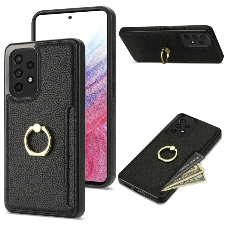 Ring Card Litchi Leather Back Phone Case, For Samsung Galaxy A52 4G/5G, For Samsung Galaxy S21 FE 5G, For Samsung Galaxy S21 5G