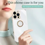 XINLI Straight Edge 6D Electroplate TPU Phone Case with Ring Holder, For iPhone 16 Pro, For iPhone 16 Plus - Image 2