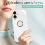 XINLI Straight Edge 6D Electroplate TPU Phone Case with Ring Holder, For iPhone 16, For iPhone 15 Pro Max - Image 2