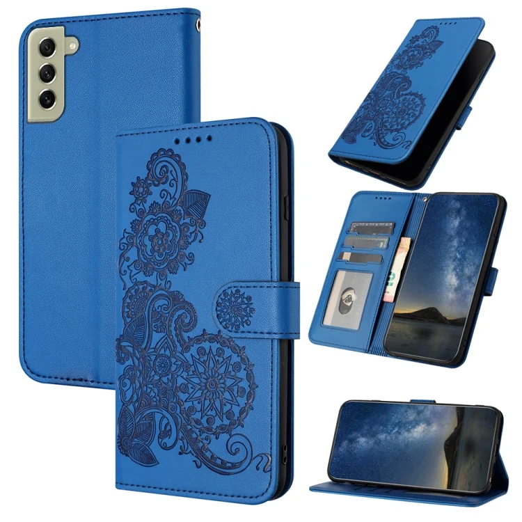 Datura Flower Embossed Flip Leather Phone Case, For Samsung Galaxy S22+, For Samsung Galaxy S22