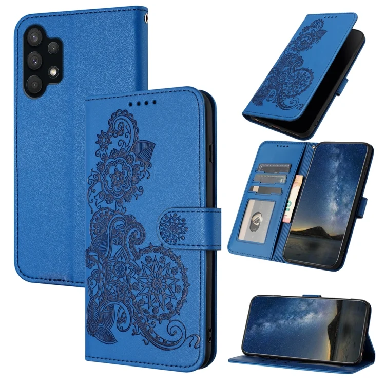 Datura Flower Embossed Flip Leather Phone Case, For Samsung Galaxy A32 5G, For Samsung Galaxy S21