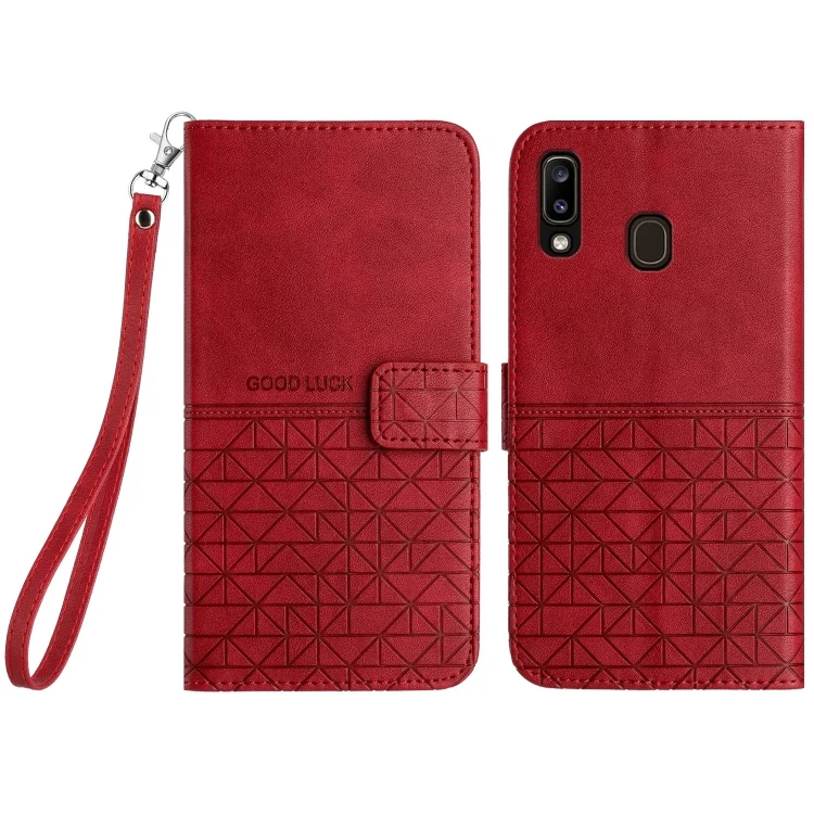Rhombic Texture Leather Phone Case with Lanyard, For Samsung Galaxy A20e, For Samsung Galaxy A70, For Samsung Galaxy A40, For Samsung Galaxy A10 / M10
