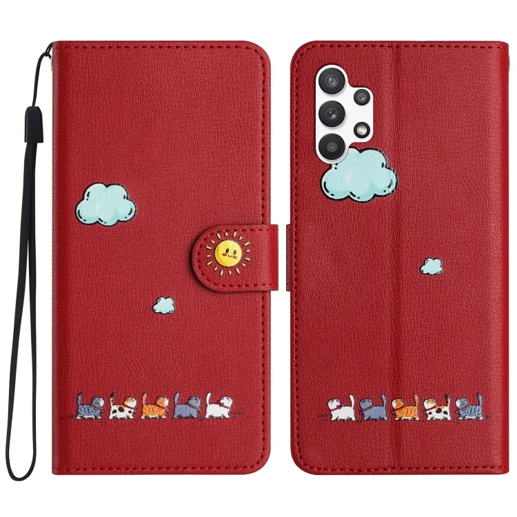 Cartoon Cats Leather Phone Case, For Samsung Galaxy A32 5G, For Samsung Galaxy S21 5G, For Samsung Galaxy S21+ 5G, For Samsung Galaxy S21 Ultra 5G