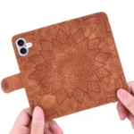 Mandala Embossed Dual-Fold Calf Leather Phone Case, For iPhone 16, For iPhone 15 Pro Max, For iPhone 15 Pro, For iPhone 15 Plus - Image 7
