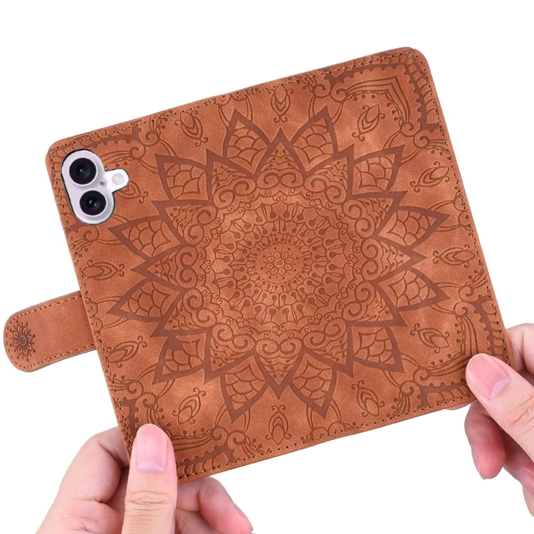 EDA005750508A_6.webp Mandala Embossed Dual-Fold Calf Leather Phone Case, For iPhone 16, For iPhone 15 Pro Max, For iPhone 15 Pro, For iPhone 15 Plus - Image 7