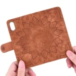 Mandala Embossed Dual-Fold Calf Leather Phone Case, For iPhone 16e, For iPhone 16 Pro, For iPhone 16 Pro Max, For iPhone 16 Plus - Image 6