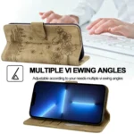 Cartoon Sakura Cat Embossed Leather Phone Case, For iPhone 14 Pro Max - Image 6