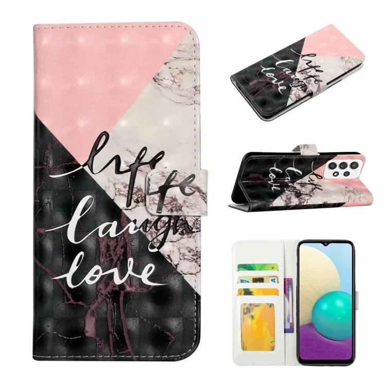 Oil Embossed 3D Drawing Leather Phone Case, For Samsung Galaxy A33, For Samsung Galaxy A03 164mm