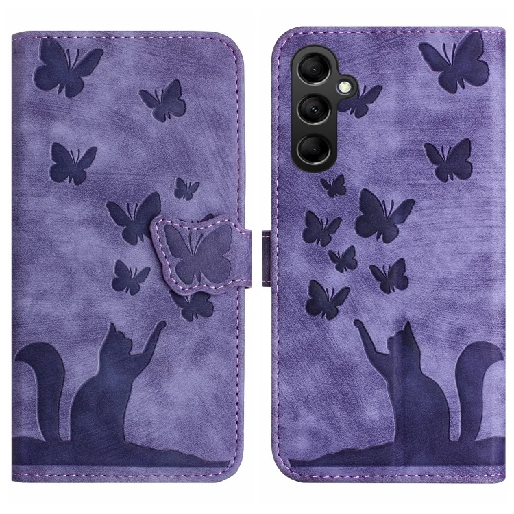 Butterfly Cat Embossing Flip Leather Phone Case, For Samsung Galaxy S23 FE 5G, For Samsung Galaxy A24 4G, For Samsung Galaxy A23 / M13 4G, For Samsung Galaxy A14 4G / 5G