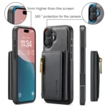 DG.MING M5 Series Zip RFID Multi Card Detachable Leather Phone Case, For iPhone 16, For iPhone 14 Pro Max, For iPhone 15 Pro Max, For iPhone 15 Pro - Image 2