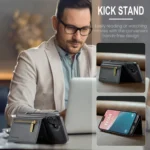 DG.MING M5 Series Zip RFID Multi Card Detachable Leather Phone Case, For iPhone 16, For iPhone 14 Pro Max, For iPhone 15 Pro Max, For iPhone 15 Pro - Image 8