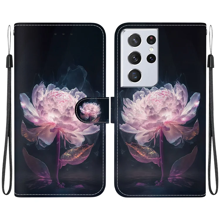 Crystal Texture Colored Drawing Leather Phone Case, For Samsung Galaxy S21 Ultra 5G