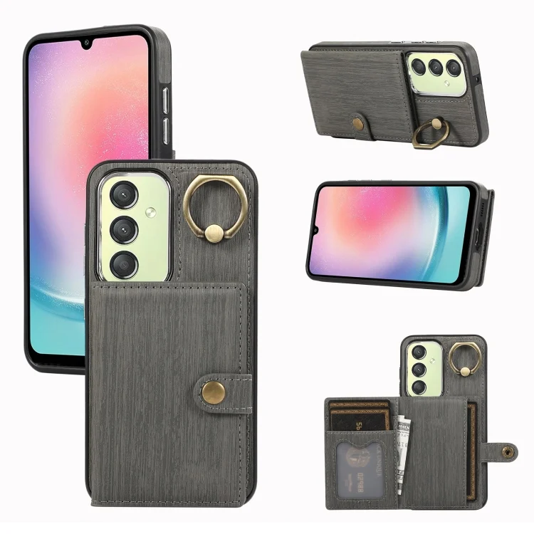 Brushed Texture Wallet Ring Holder Phone Case, For Samsung Galaxy A24 4G / A25 5G, Samsung Galaxy A14 4G / 5G, For Samsung Galaxy A34 5G