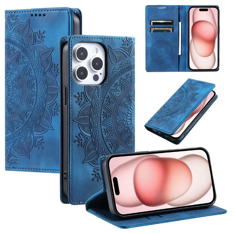 Totem Embossed Magnetic Leather Phone Case, For iPhone 15 Pro, For iPhone 15 Plus, For iPhone 15