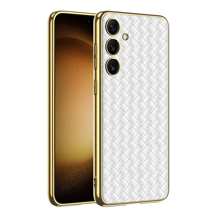 GKK Weave Texture Electroplating PU Protective Phone Case, For Samsung Galaxy S24+ 5G
