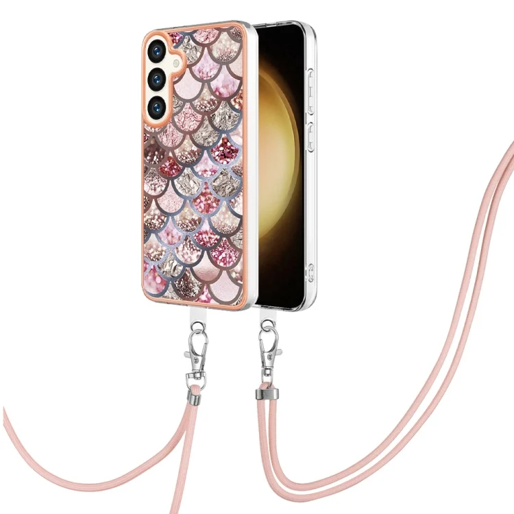 Electroplating Pattern IMD TPU Shockproof Case with Neck Lanyard, For Samsung Galaxy S24+ 5G, For Samsung Galaxy S24 5G