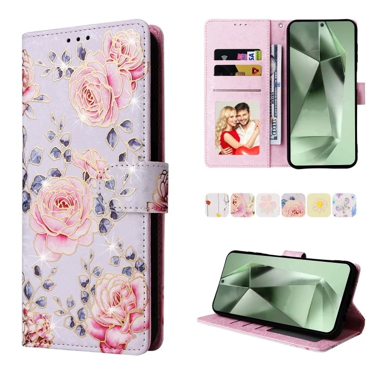 Bronzing Painting RFID Leather Case, For Samsung Galaxy S24 FE 5G, For Samsung Galaxy A15 5G, For Samsung Galaxy A55