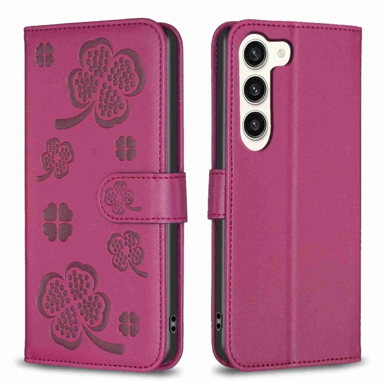 Four-leaf Embossed Leather Phone Case, For Samsung Galaxy S24+ 5G, For Samsung Galaxy S24 5G, For Samsung Galaxy A15