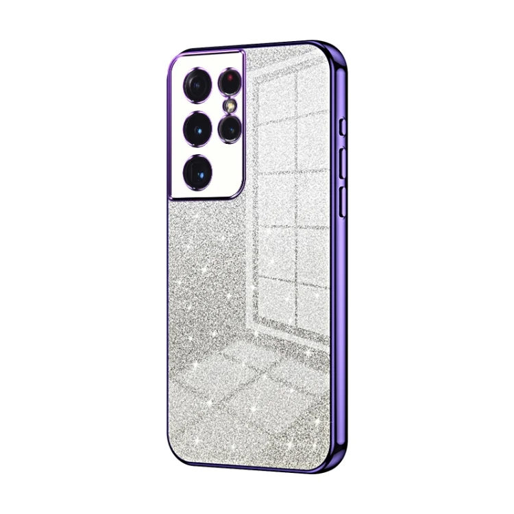Gradient Glitter Powder Electroplated Phone Case, For Samsung Galaxy S21 Ultra 5G